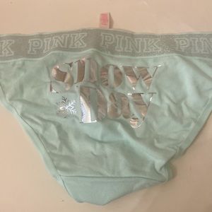 PINK Victoria’s Secret logo bikini size M new with tags - Aqua with Snow Day
